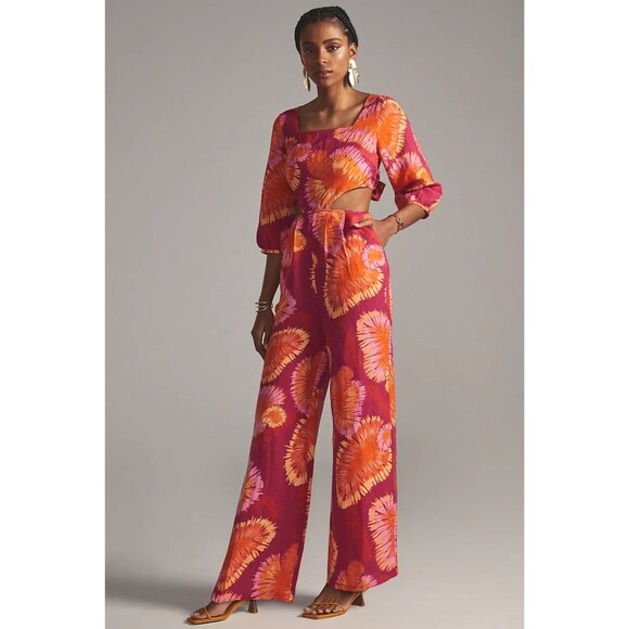 Farm Rio x Anthropologie Tie-Back Cutout Jumpsuit XS - Picture 1 of 8